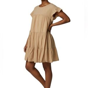 Here Comes the Sun ruffled cap sleeve dress Babydoll Cream (toward peach) Size L